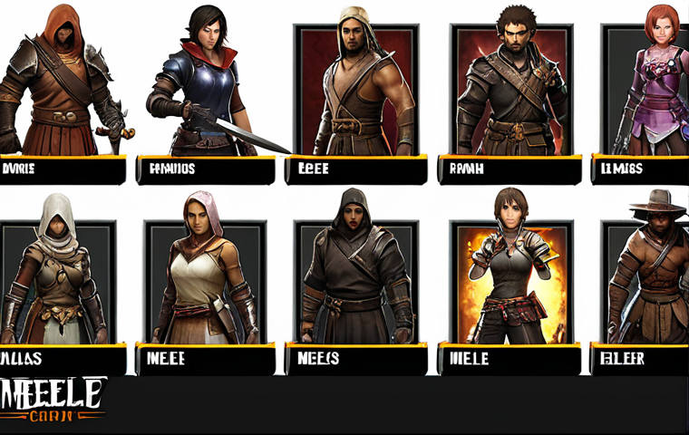 A player character selection screen in Eternal Return, showcasing a diverse cast of characters with various weapons and skills. The scene emphasizes choosing a character based on preferred playstyle (melee, ranged, assassin). Include UI elements suggesting practice mode and community resources.