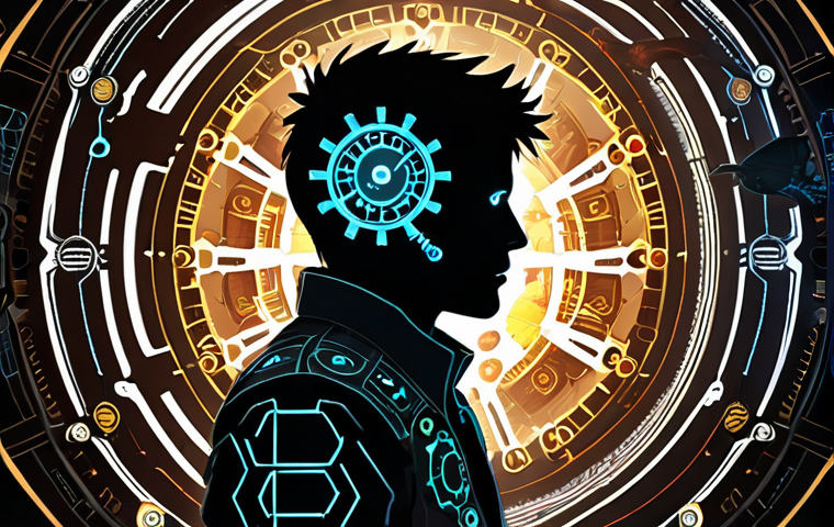 A highly detailed digital painting depicting a game developer's silhouette against a complex backdrop of interconnected gears and glowing circuit lines. On either side, abstract representations of game elements: one side showing pristine new character models and content designs, the other a chaotic swirl of bug icons and numerical balance patch data. A central, ethereal scale struggles to balance these elements, with a fragmented, non-linear timeline or clock symbolizing unpredictable update cycles. The overall mood is one of profound contemplation and immense pressure.